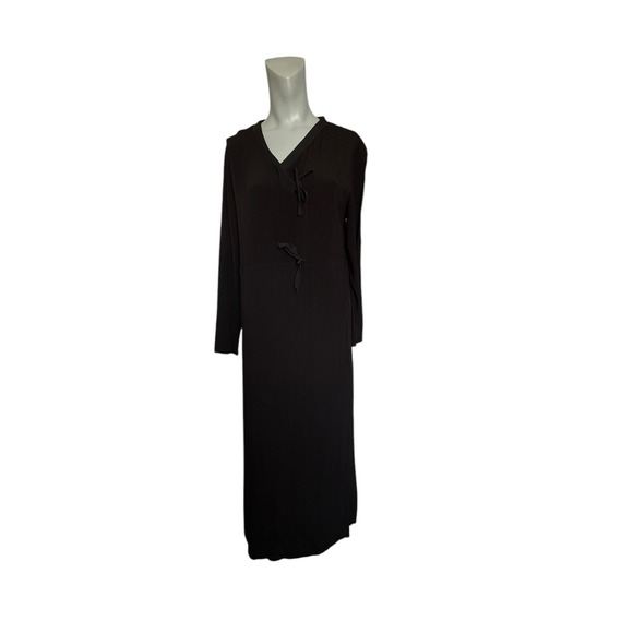 Women's J Jill‎ S Long Sleeve Black Crinkled Maxi Dress Modest - Picture 1 of 10